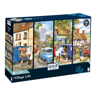 Village Life 4 x 500 brikker puslespil fra House of Puzzles