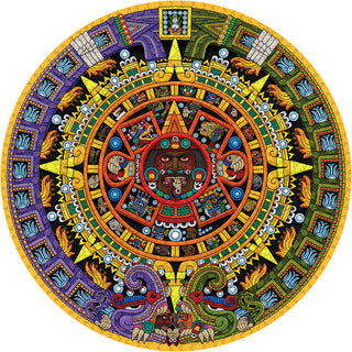 Aztec Sun Stone 1000 piece round puzzle from Pomegranate