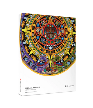 Aztec Sun Stone 1000 brikker rundt puslespil fra Pomegranate