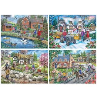 Life in the Country 4 x 500 brikker puslespil fra House of Puzzles