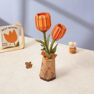 Orange Tulipan 76 brikker 3D-puslespil