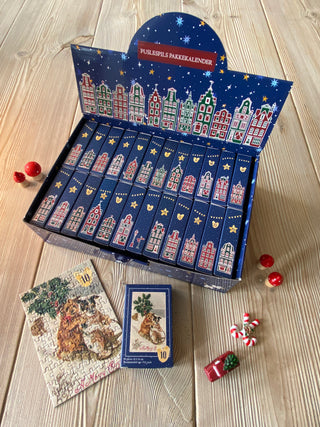 Puslespilskalender med 24 Vintage MiniJulePuslespil fra Penny Puzzle