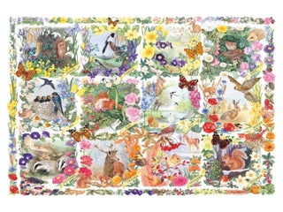 Through the seasons with animals and flowers 200 brikker puslespil til børn +5 år