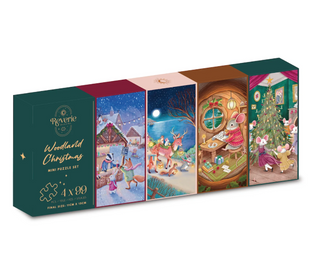 Woodland Christmas 4 minijulepuslespil fra Reverie