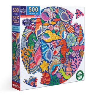 Seahorses Shells & Coral eeBoo 500 brikker rundt puslespil