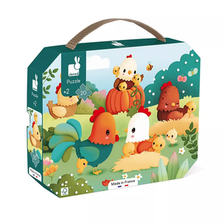 Welcome to the Barnyard puslespil med 20 XL brikker børnepuslespil +3 år fra Janod