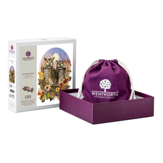 Autumn Owls puslespil i træ med 230 brikker fra Wentworth Puzzles