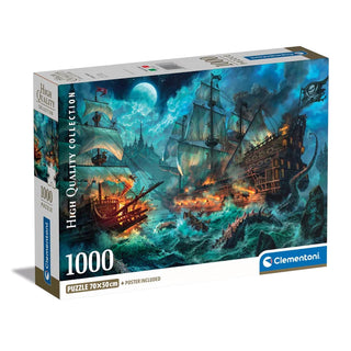 Clementoni 1000 brikker puslespil -  Pirate Battle Ships