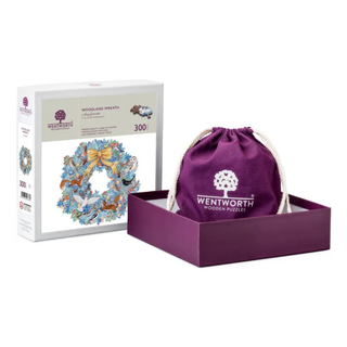 Woodland Wreath julepuslespil i træ med 300 brikker fra Wentworth Puzzles