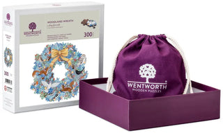 Woodland Wreath julepuslespil i træ med 300 brikker fra Wentworth Puzzles
