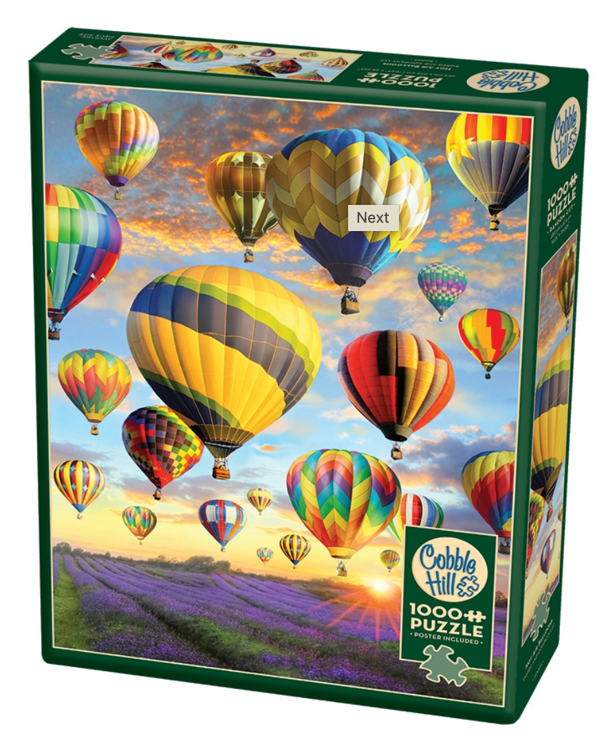 Køb det flotteste puslespil Hot Air Ballons og 1000 brikker fra Cobble Hill