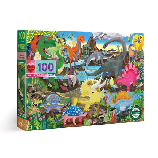 100 brikker børnepuslespil - Land of Dinosaurs +5 år fra eeBoo
