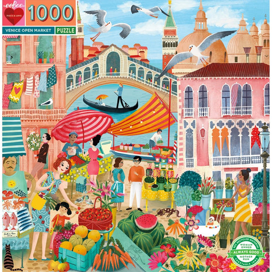 Eeboo 1000 brikker puslespil - Marked i Venedig