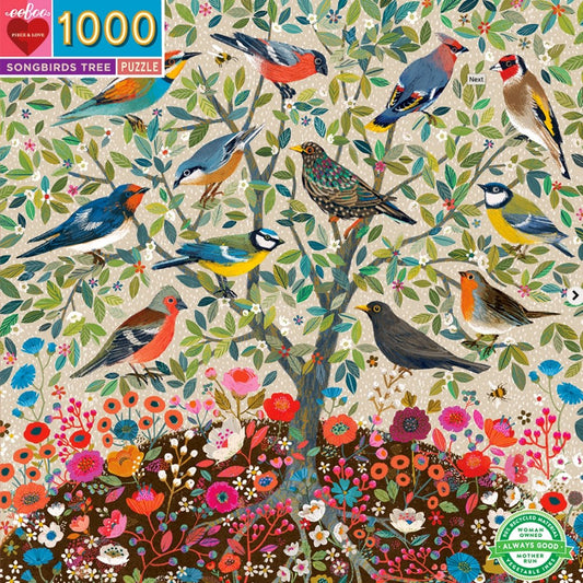 Eeboo 1000 brikker puslespil - Sangfugle i træet