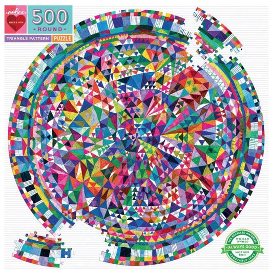 Eeboo 500 brikker rundt puslespil - Multifarvet trekantmønster