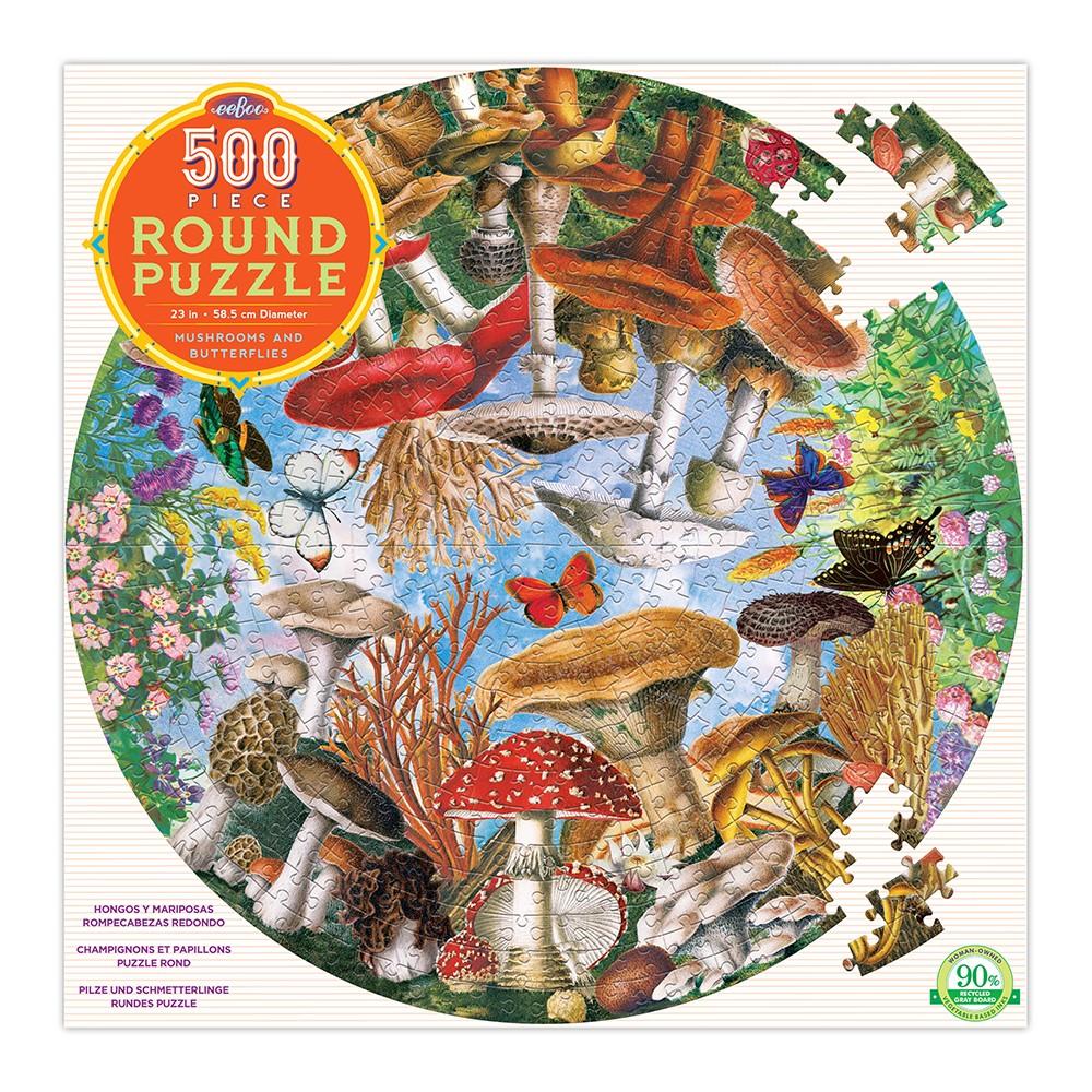 Eeboo rundt puslespil - Sommerfugle & svampe - 500 brikker
